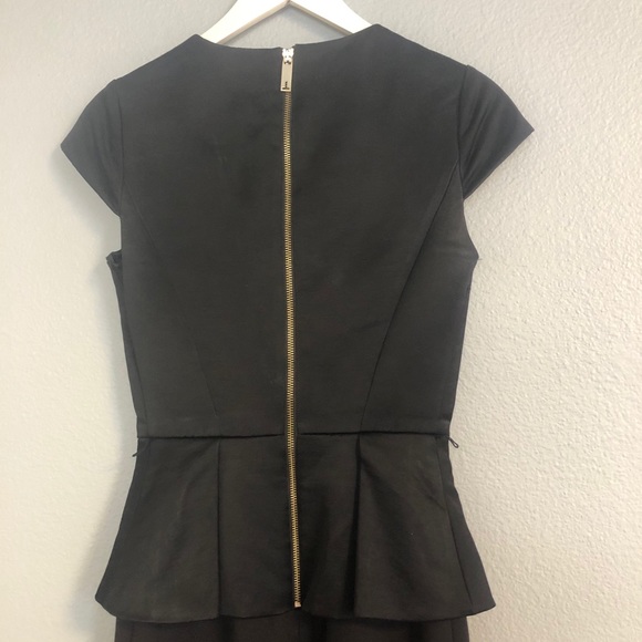 Ted Baker Black Lenci Midi Peplum Dress - Size 0 - Picture 3 of 14